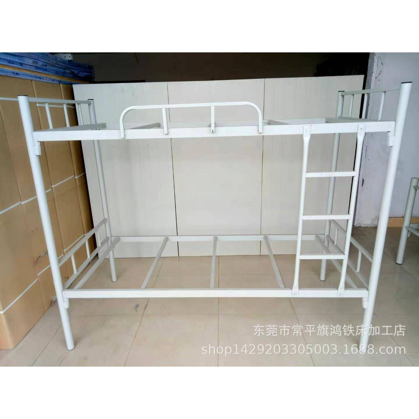 惠州双层铁50圆床员工宿舍单人层双铁管架床铁床配JBF床床板