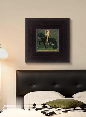 《马骑黑士》法式中YUT古风绿色天客装饰画小众复古卧室床春头厅