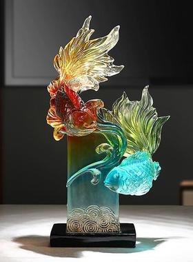 年年有奢余水晶锦鲤摆件轻高档视客柜厅家电OOK居装饰