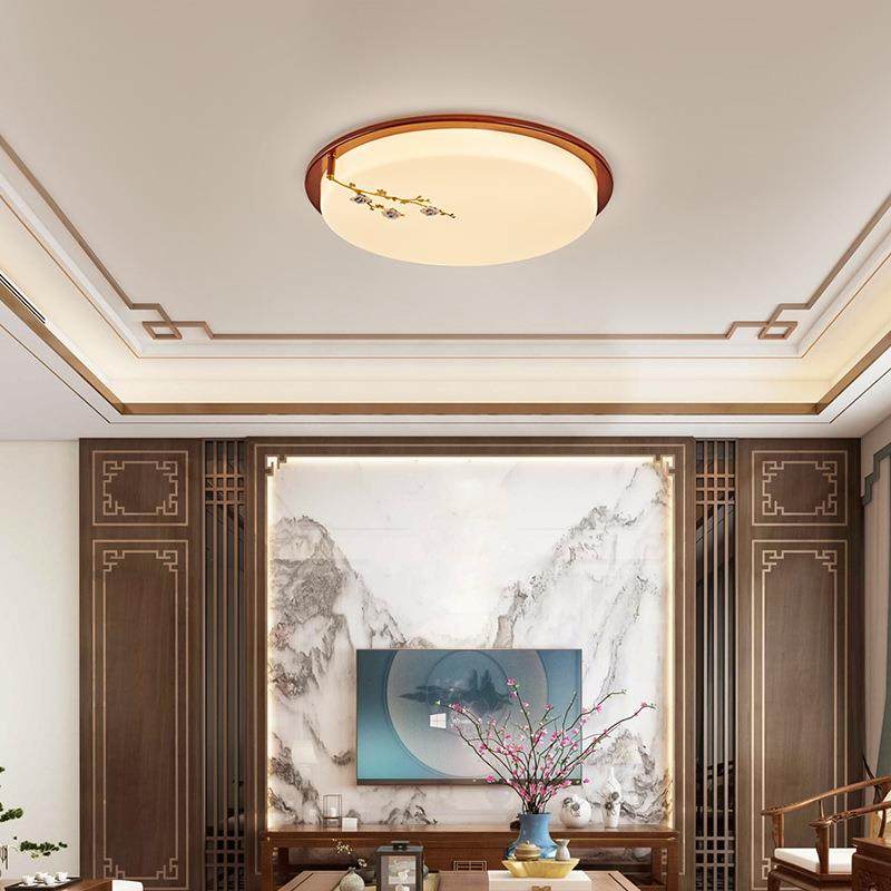 代式全256铜吸顶灯新长方形客厅大灯木艺中国风现简约书房中卧室