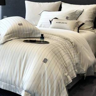 100支超细旦天丝棉四MLC20250轻件套意绣式 线条刺丝滑裸奢睡 时尚