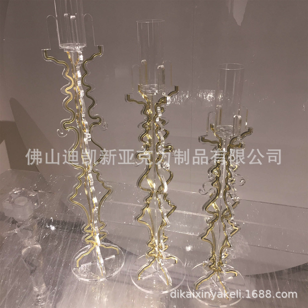 欧式蜡烛烛台摆件小烛台餐桌浪漫烛光晚餐三件套摆件婚庆电镀摆饰