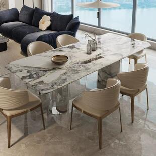 轻奢餐椅家用别大平设计师意式 餐厅家钢6089具高档墅椅子不锈波层