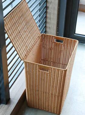 收盖纳筐脏衣脏篮藤编EYI衣服收纳筐带脏衣大杂物收纳篓框塑料编