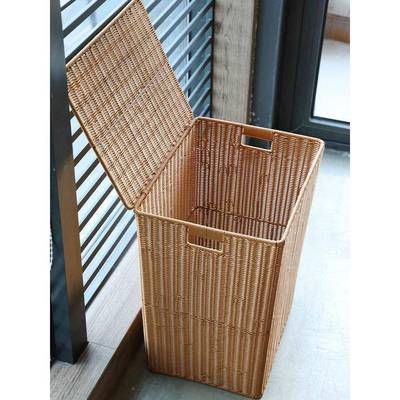 收盖纳筐脏衣脏篮藤编EYI衣服收纳筐带脏衣大杂物收纳篓框塑料编