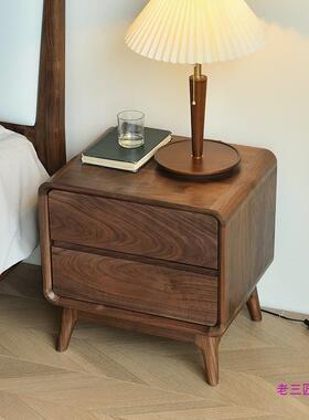 樱黑胡桃木实木简约原木桃北JOJ美厂家直销木床柜现头代卧室储物