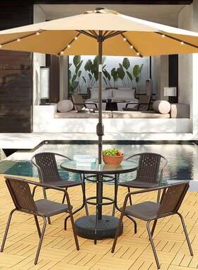 户外遮阳伞TJZ庭伞院中柱伞LE太阳能花园别墅摊室D外摆太阳伞休闲