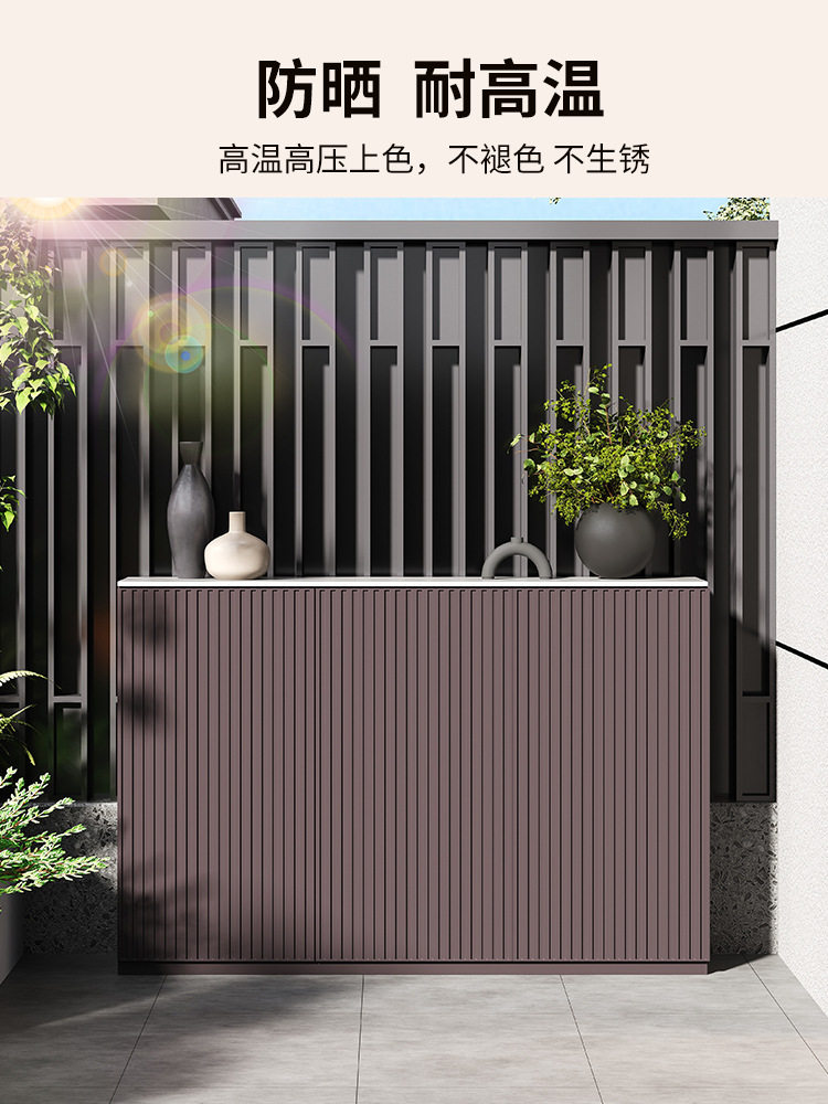 户外全铝格栅门防雨防晒储物柜