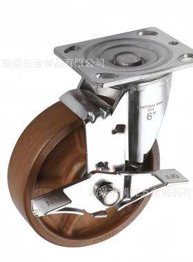 304不锈钢脚轮L款重型高温轮SUS不锈钢静音脚轮轻型设备手推车轮