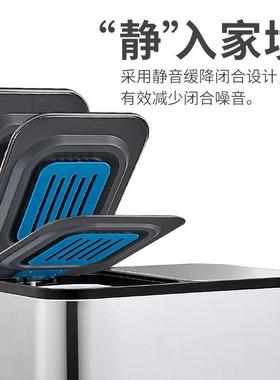 分类厅垃圾桶7713家用厨房干湿分离不踩钢脚踏锈客带盖双桶脚大号