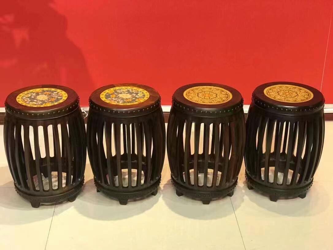 老挝大红酸枝交趾黄檀圆鼓凳