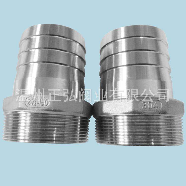 价现货SUS304不钢六角皮管接头纹KNC4寸锈外螺塔形竹节倒刺厂家格