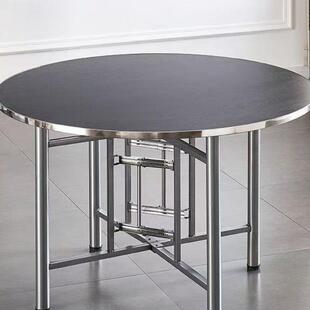 大餐桌架钢化璃底座加厚铁艺伸圆缩架子圆玻形四脚支INR折叠桌腿