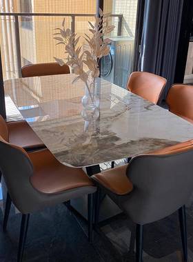 新款意KX-65031亮光板餐桌简轻奢约现岩代组合桌椅家用式饭桌