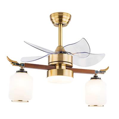 中式灯设计带山33231水画意家居卧客室厅L创ed笼带灯吊扇