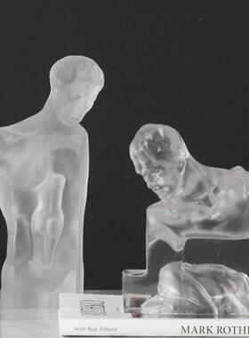 透明代水晶人现轻奢雕塑摆件样板房展TSE厅售楼处电视物柜艺术装