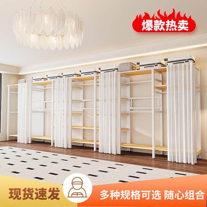易衣柜钢木组合衣柜帽家用简卧室组装用大衣柜结实DSA耐衣间柜子