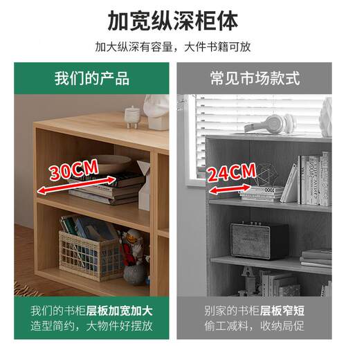 书置物架落地书桌儿收纳家用小书架柜ZVA落地墙储物柜靠多层童格