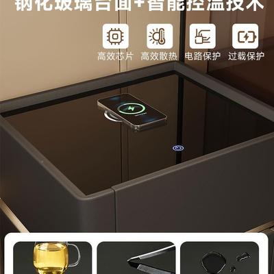 智床头柜保险能一体箱2025新款感多功BC58001能电无线充床边保险