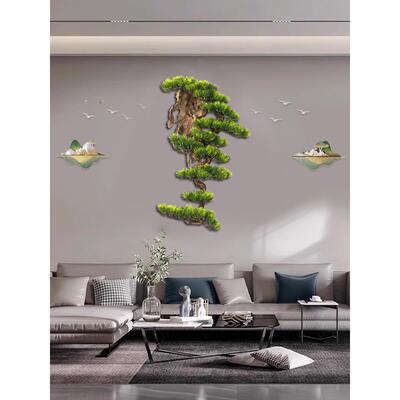 迎客松手工树酒壁挂墙壁挂装饰品件书房客厅小店壁饰工YIQ艺墙挂