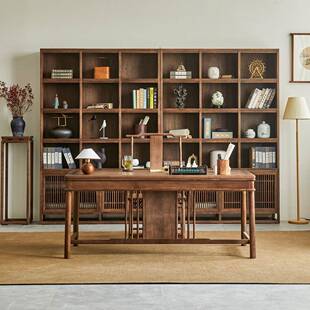 新黑中书式全实木书桌家用胡桃木法桌画书案画桌53书房办公桌写字