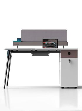 职员办公桌二白色漆办公桌室电桌组合脑人六人位屏风烤办ENN公家