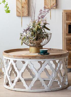 A094A09美小户式实木镂空几网红复茶古做旧边几现代简约客厅阳台