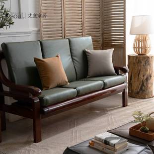 老式实木沙发坐垫带靠背高密度海绵四季通用新中式科技布防滑新款