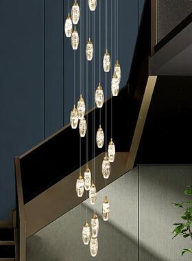 楼间梯灯长吊灯水晶轻奢t设计师别墅大厅挑旋转74171楼梯lof公寓