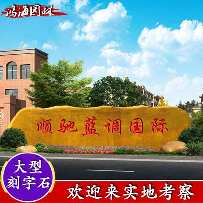 标大型黄腊石景观刻石招牌石地校园字HSWS-071字石黄蜡石刻字黄石