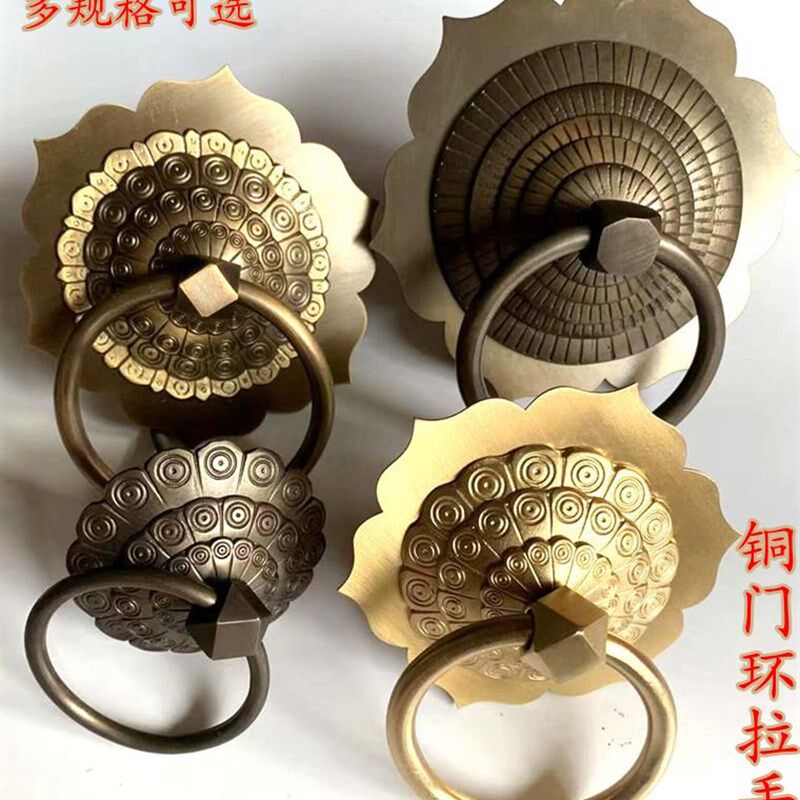 中式仿古铜拉手对开大门铜拉手老式门环兽头狮子头复古老式木门把