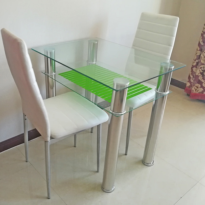 钢化玻璃餐桌家用层长方形饭台小户型洽谈桌椅现代简约