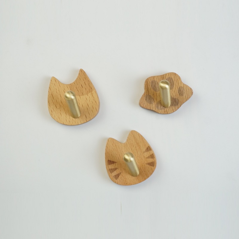 实木动物挂衣钩墙壁装饰挂钩免打孔木质强力衣帽钩可爱儿童粘钩