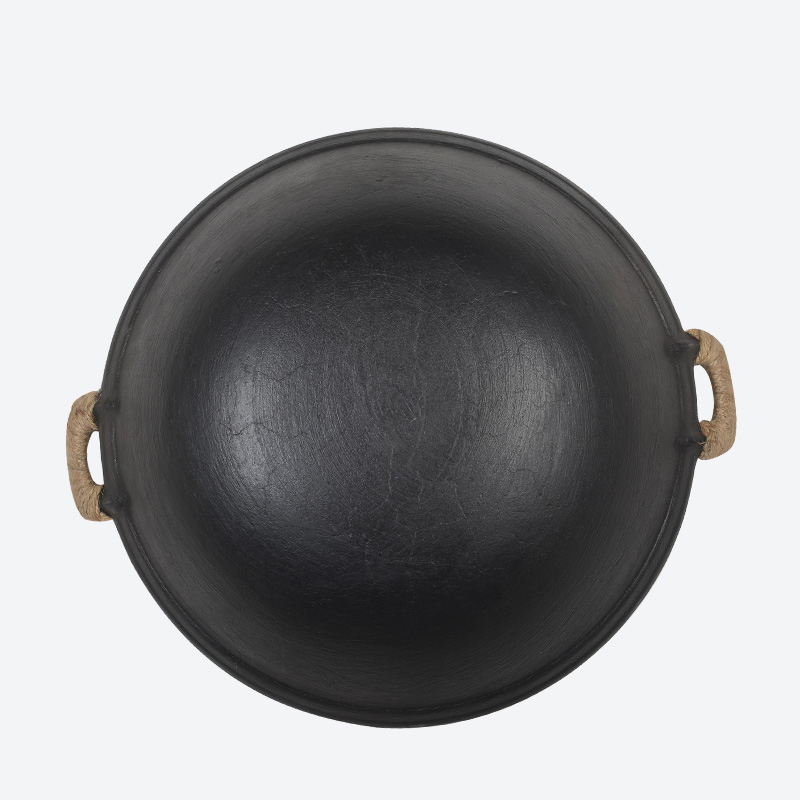 铸铁老式手工家用燃气无涂层不易粘锅炒锅耳生铁炒菜锅圆底浅款