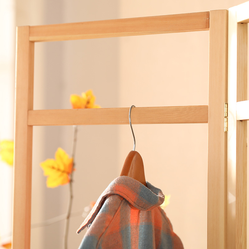 入户门挂衣架屏风隔断客厅卧室折屏实木原木简约阳台晾衣架衣帽架