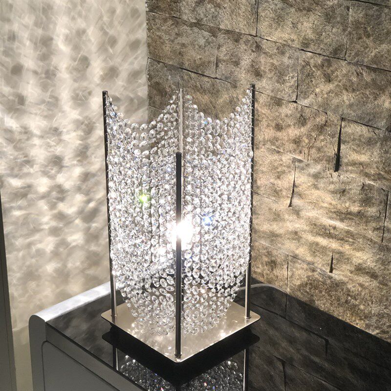 新款奢华现代欧美LED客厅大堂设计镀沙镍结婚K9卧室床头水晶台灯