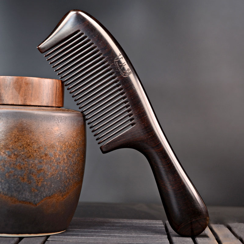 女儿情黑檀乌木梳紫光檀防静电防脱发按摩梳子女家用长发细齿头梳