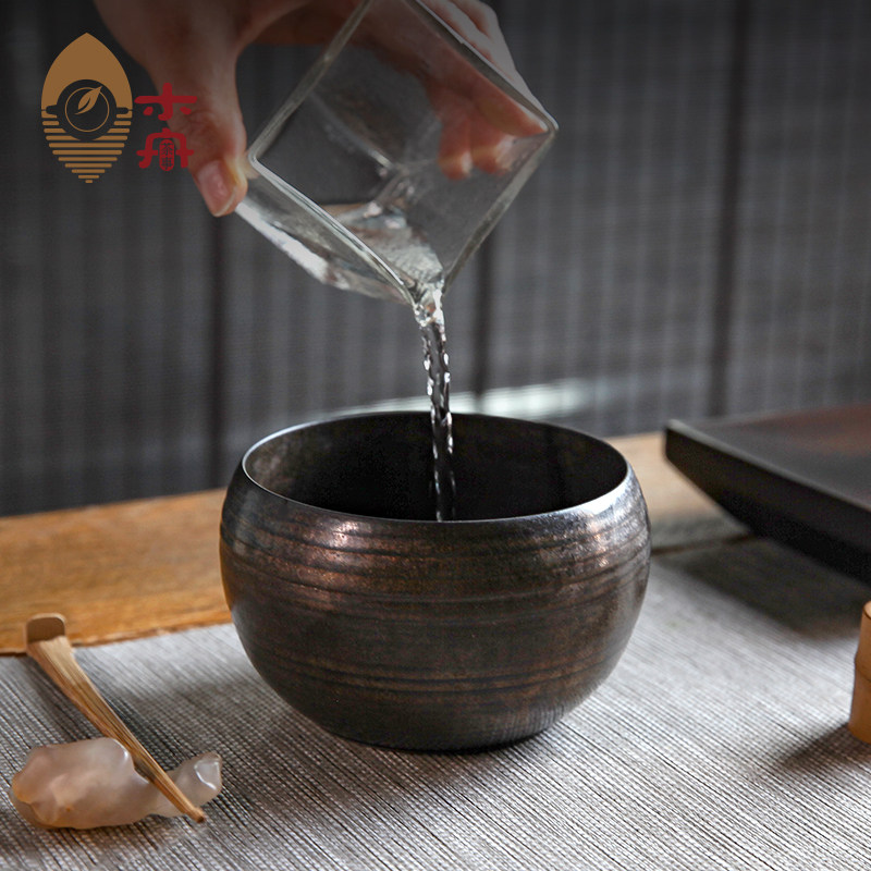 手作铁釉茶洗陶瓷建水小号洗茶杯的器皿茶具配件杯洗家用笔洗水洗