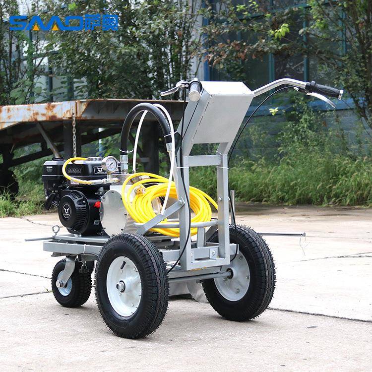 萨奥马路地坪画线机自动塑胶跑道划线机道路标线冷喷划线机