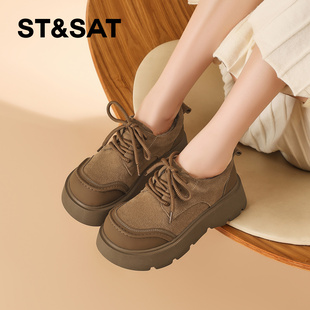 星期六厚底时尚勃肯鞋加绒保暖舒适软底不累脚增高纯色休闲鞋单鞋