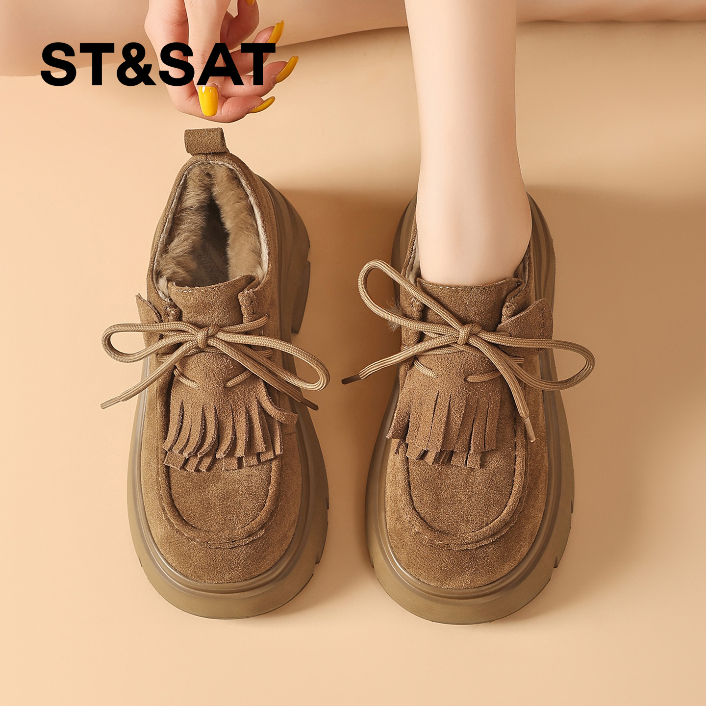 星期六厚底系带勃肯鞋7.5cm增高