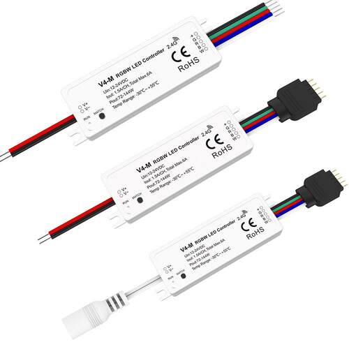 V4-M 12-24V10动态模式含渐变多变3秒开关渐变RGBW 4通道RF控制器
