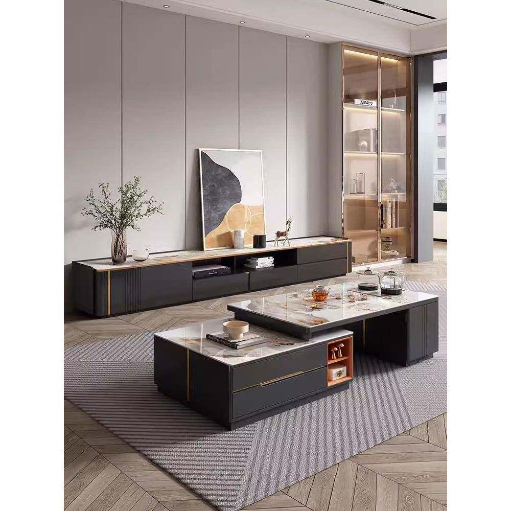 新款泡茶岩板茶几高级茶台一体轻奢高端现代家用客厅桌电视柜组合