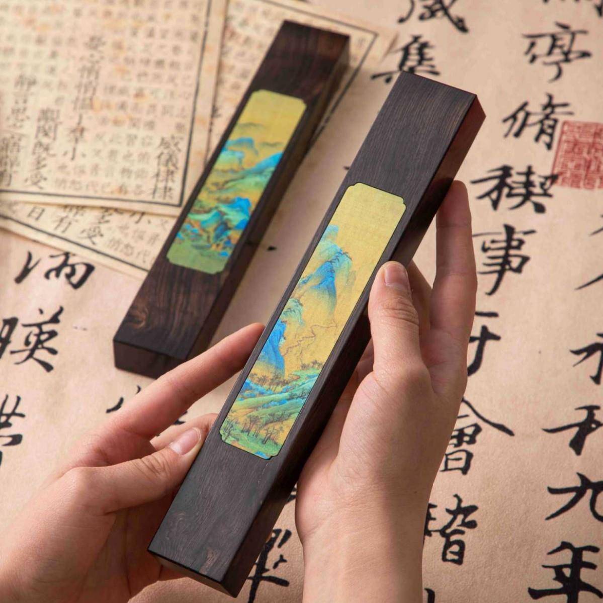 千里江山镇纸力荐文房四宝创意办公文创设计纪念品压书神器纸镇批