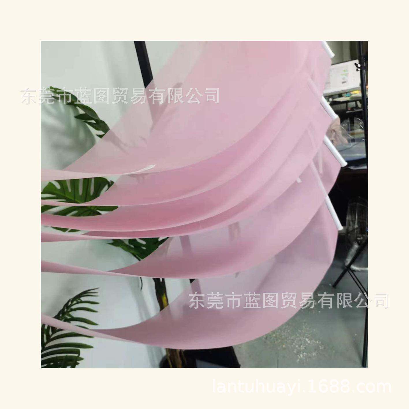 大幅粉红色浪漫婚礼喜庆布置挂帘丝绢幔吊顶软装修饰半透明纱布画