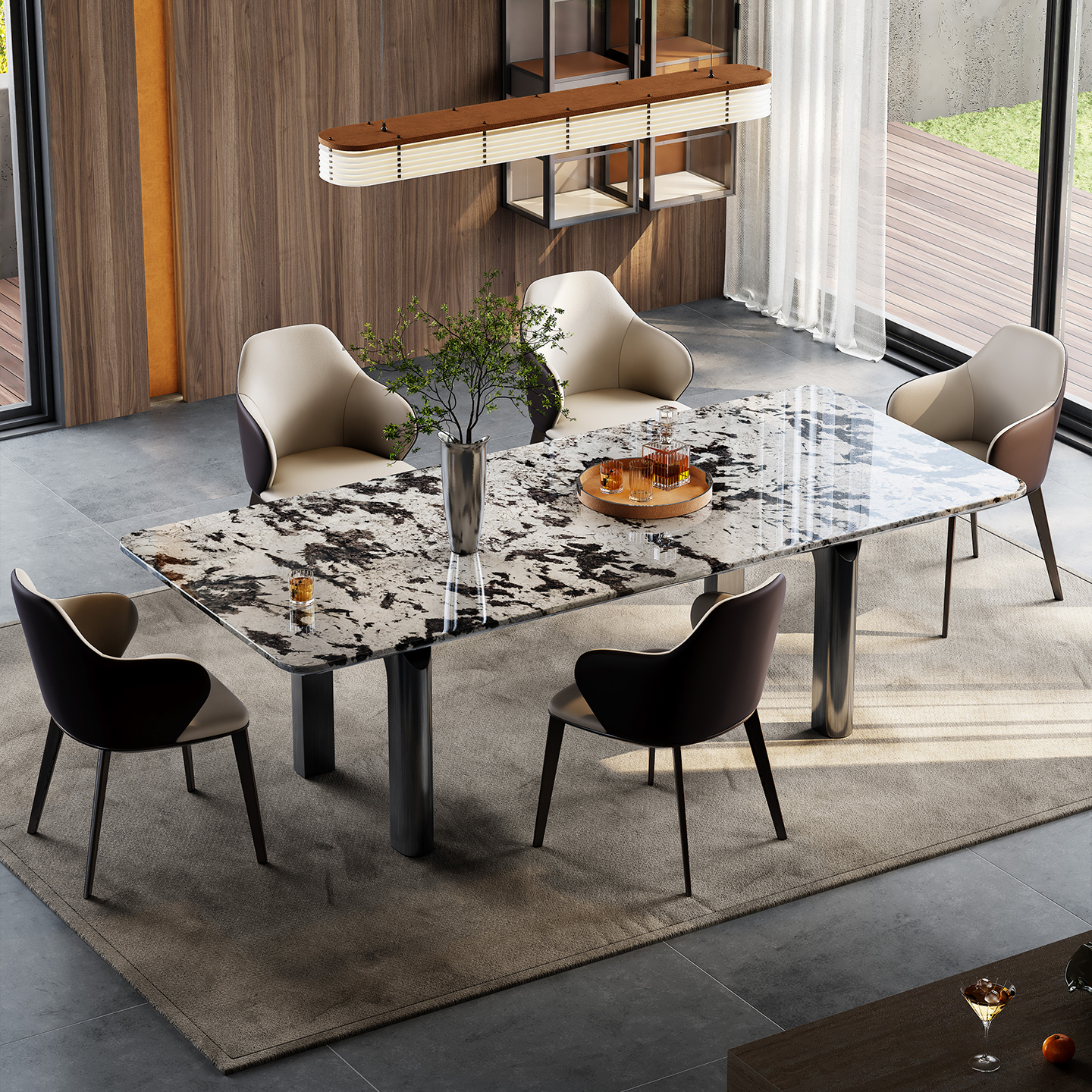 雪山飞狐大理石餐桌极简大户型