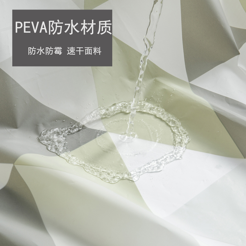 浴室防水浴帘布免打孔装卫生间加厚挡水帘沐浴拉帘洗澡遮挡挂帘