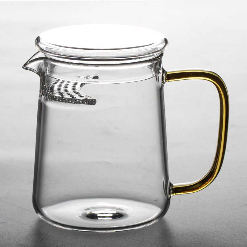 耐热玻璃月牙公道杯 一体月牙片过滤公杯 茶水分离带过滤泡茶杯