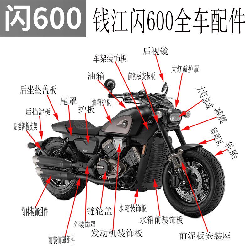 闪600全车外壳塑料件导流罩装饰板转向大灯后视镜消声器前后泥板