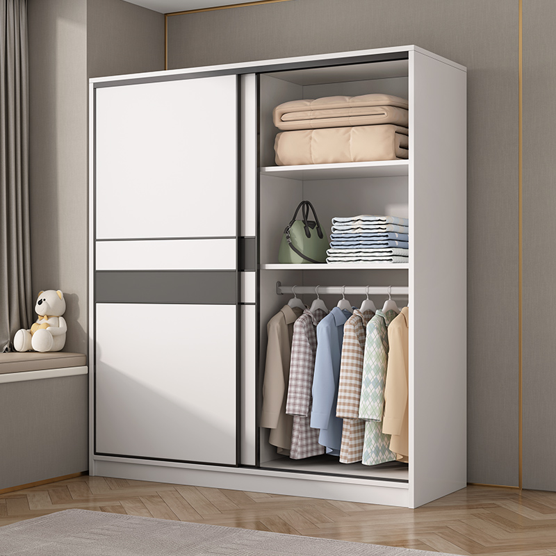 衣柜实木家用卧室出租房用经济型组装结实耐用大容量推拉门挂衣橱